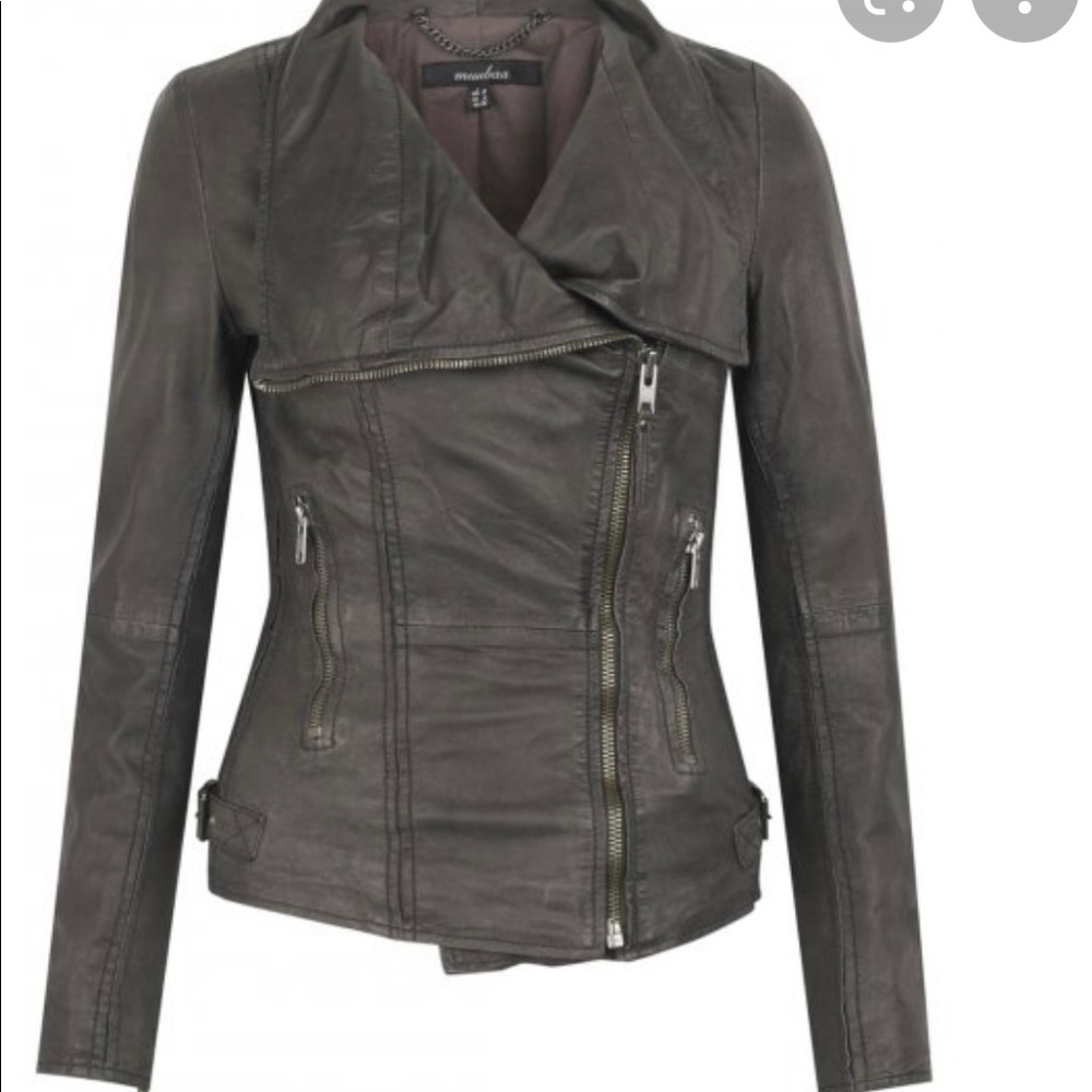 Muubaa Juana leather jacket in storm grey